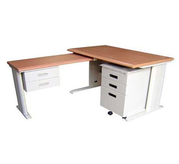 L-shape Office table in woodgrain table...